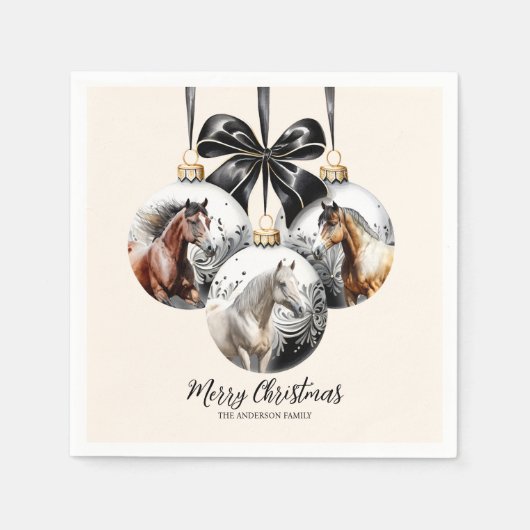 Paarden zwart en goud Kerstcitaat Servet (Voorkant)
