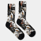 Paarden zwart en goud Kerstcitaat Sokken (Rechts)