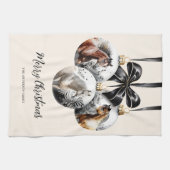 Paarden zwart en goud Kerstcitaat Theedoek (Horizontaal)