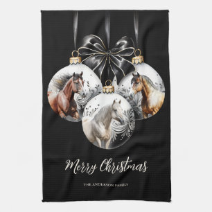 Paarden zwart en goud Kerstcitaat Theedoek