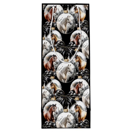 Paarden zwart en goud Kerstcitaat Wijn Cadeautas (Achterkant)