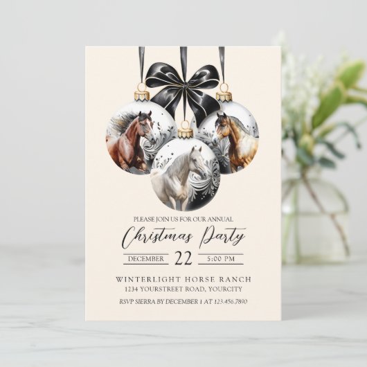 Paarden zwart en goud Kerstmis Kaart (Staand voorkant)