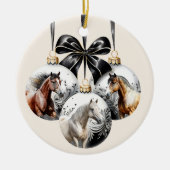 Paarden zwart en goud Kerstmis Keramisch Ornament (Voorkant)