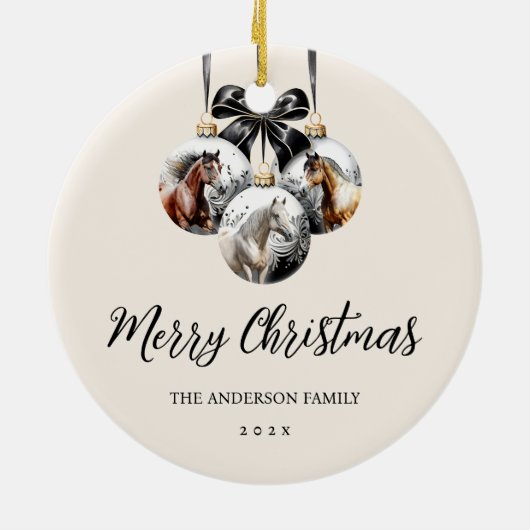 Paarden zwart en goud Kerstmis Keramisch Ornament (Achterkant)