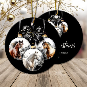 Paarden zwart en goud Kerstmis Keramisch Ornament