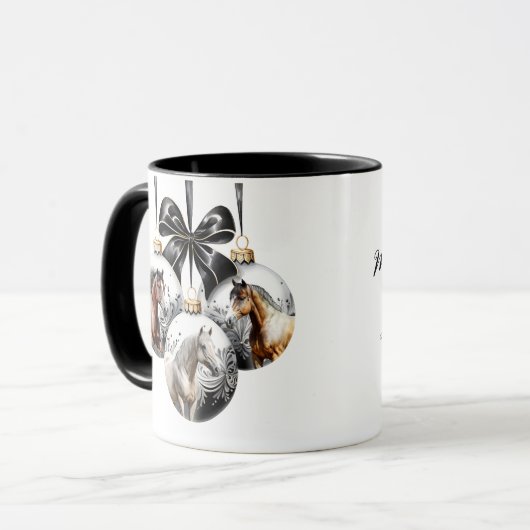 Paarden zwart en goud Kerstmis Mok (Voorkant links)