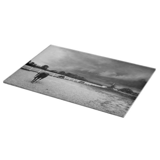 Paarden Zwart en wit Snijplank (Hoek)