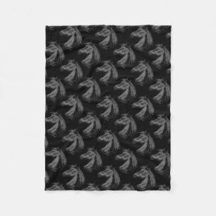 Paarden: zwart fleece deken