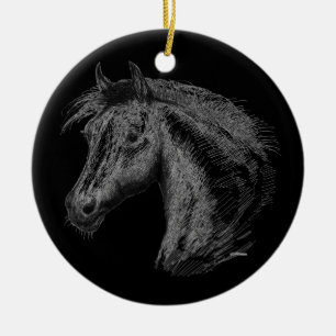 Paarden: zwart keramisch ornament