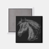 Paarden: zwart magneet (Voorkant / Achterkant)