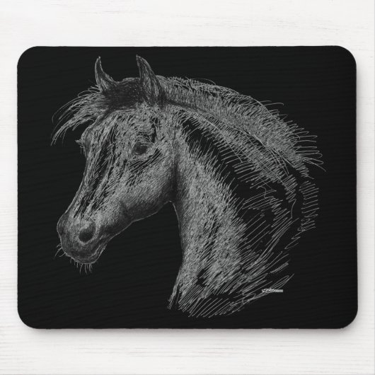 Paarden: zwart muismat (Voorkant)