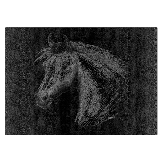 Paarden: zwart snijplank (Voorkant)