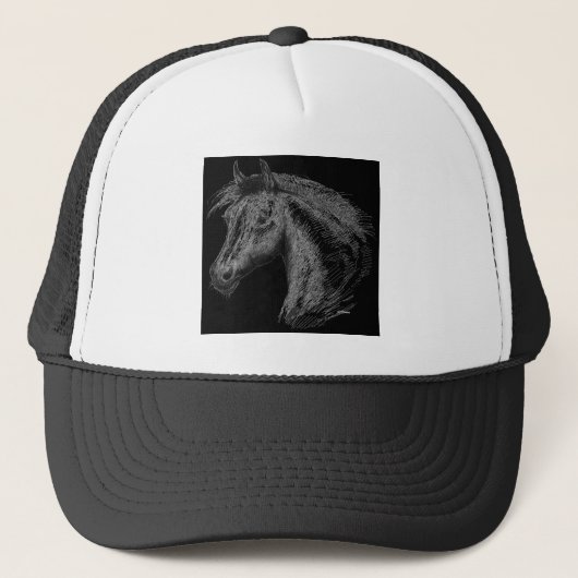 Paarden: zwart trucker pet (Voorkant)