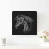Paarden: zwart vierkante klok (Huis)