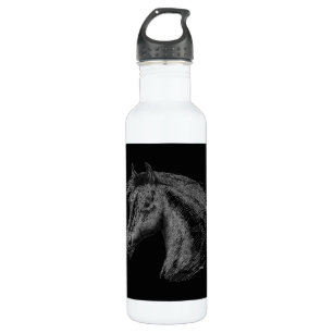 Paarden: zwart waterfles 