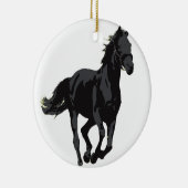 Paarden - Zwarte Stallion Keramisch Ornament (Rechts)