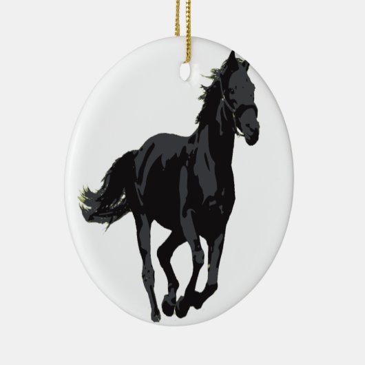 Paarden - Zwarte Stallion Keramisch Ornament (Rechts)