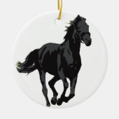 Paarden - Zwarte Stallion Keramisch Ornament (Voorkant)