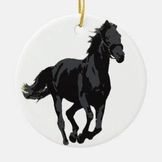 Paarden - Zwarte Stallion Keramisch Ornament