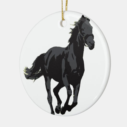 Paarden - Zwarte Stallion Keramisch Ornament (Links)