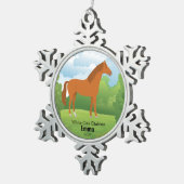 Paardenaandenken met  Rasnaam Jaar Tin Sneeuwvlok Ornament (Rechts)