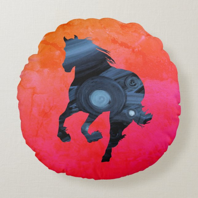 Paardenaccentkussen Rond Kussen (Voorkant)