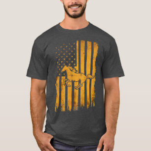 PaardenAmerikaanse vlag op 4 juli Mannen Women Boy T-shirt