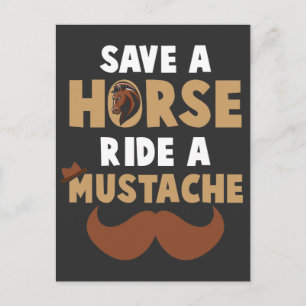 Paardenbaard Red een paardenride met een mustache Briefkaart