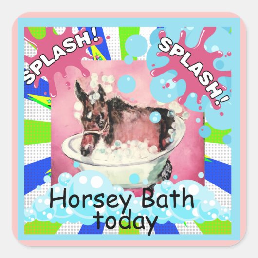 paardenbadstrip vierkante sticker (Voorkant)