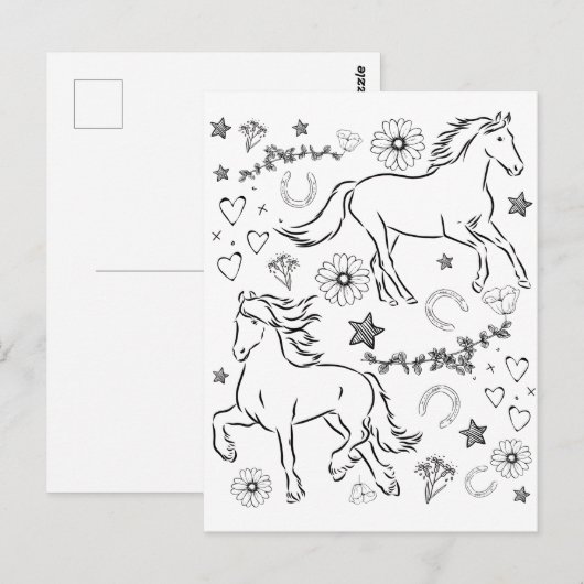 Paardenbalk Kleur me in Briefkaart (Voorkant / Achterkant)