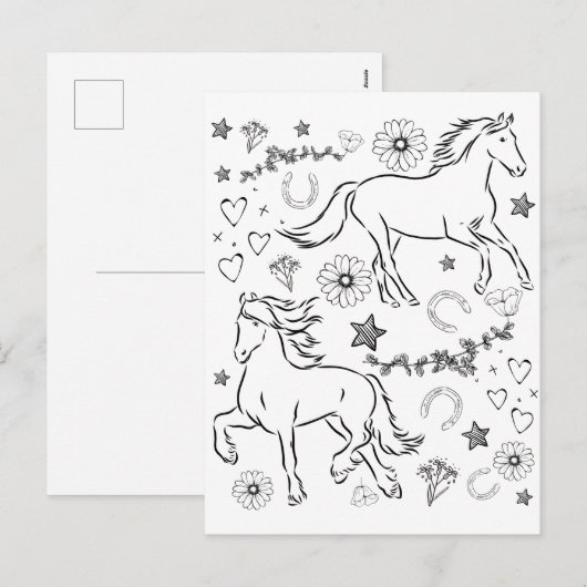 Paardenbalk Kleur me in Feestdagenkaart (Voorkant / Achterkant)