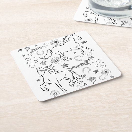 Paardenbalk Kleur me in Kartonnen Onderzetters (Schuin)