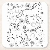 Paardenbalk Kleur me in Kartonnen Onderzetters (Voorkant)