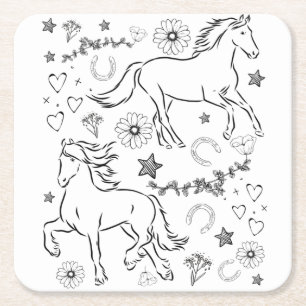 Paardenbalk Kleur me in Kartonnen Onderzetters