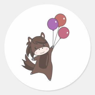 Paardenballonnen vliegen kalveren voor kinderen ronde sticker