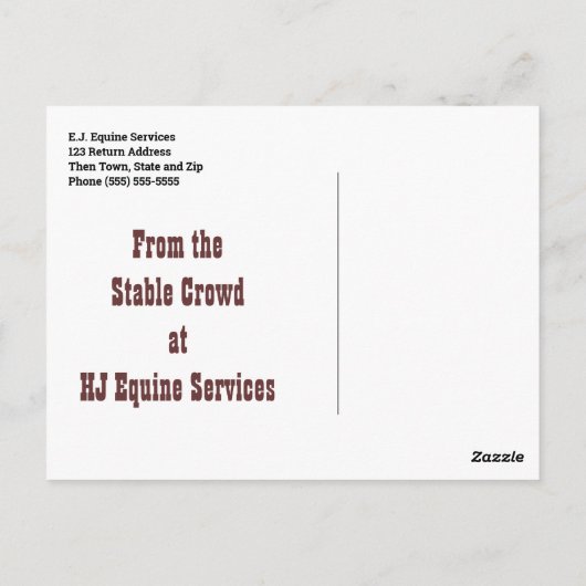 Paardenbedrijf of Vet-Kantoor van groep Birthday Briefkaart (Achterkant)