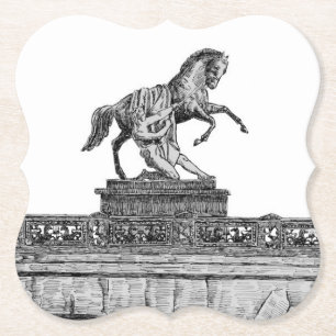 paardenbeeldhouwkunst op de brug Anichkov Kartonnen Onderzetters