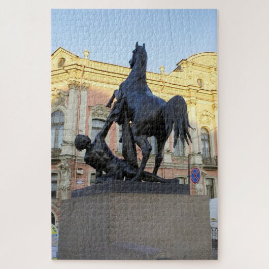  paardenbeeldhouwkunst op de brug Anichkov Legpuzzel (Verticaal)