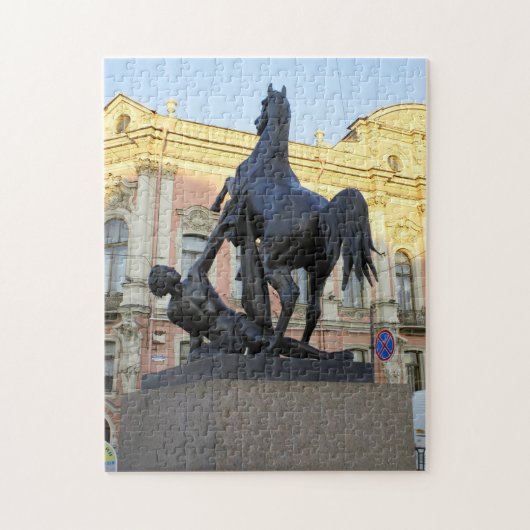 paardenbeeldhouwkunst op de brug Anichkov Legpuzzel (Verticaal)