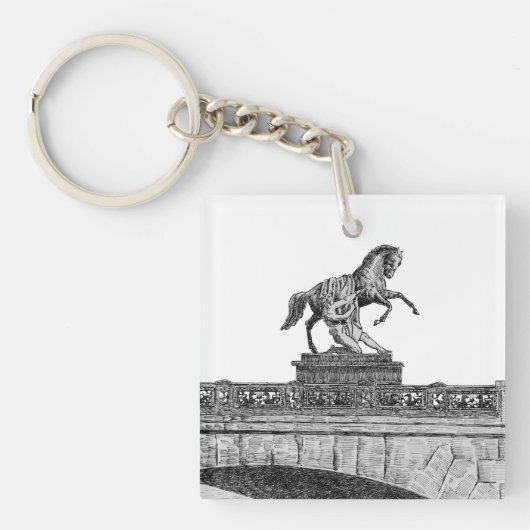  paardenbeeldhouwkunst op de brug Anichkov Sleutelhanger (voorkant)
