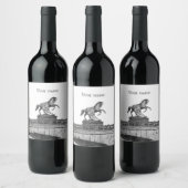  paardenbeeldhouwkunst op de brug Anichkov Wijn Etiket (Flessen)