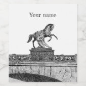  paardenbeeldhouwkunst op de brug Anichkov Wijn Etiket (Enkel label)