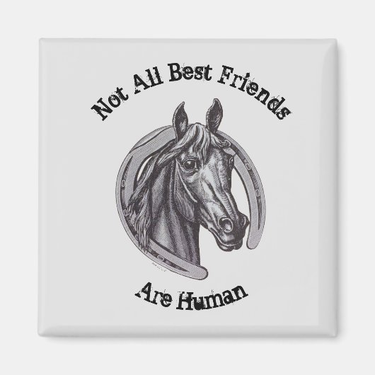 Paardenbeste vriend van Vintage Schets, groot dier Magneet (Voorkant)