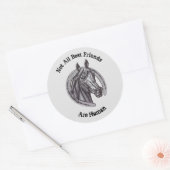 Paardenbeste vrienden  Schetsschors Dierlijk Ronde Sticker (Envelop)