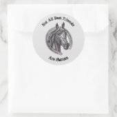 Paardenbeste vrienden  Schetsschors Dierlijk Ronde Sticker (Tas)