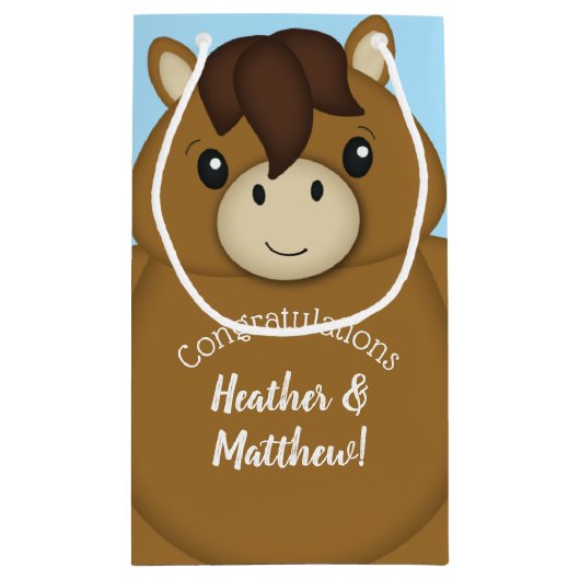 Paardenblauw Baby shower Klein Cadeauzakje (Achterkant)