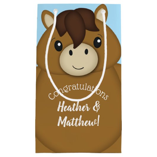 Paardenblauw Baby shower Klein Cadeauzakje (Voorkant)