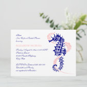 Paardenblauw, roze bruiloft vrijgezellenfeest kaart (Staand voorkant)