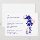 Paardenblauw, roze bruiloft vrijgezellenfeest kaart (Voorkant / Achterkant)