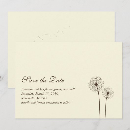 paardenbloem bewaar de datum kaart (Voorkant / Achterkant)